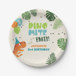 Prato De Papel Dinossauro Papel Planta Aniversário Dino mite T-re