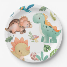 Prato De Papel Dinossauro verde fofo