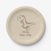 dinossauro, vintage, fofo, crianças, Papel Plate