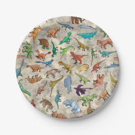 Prato De Papel Dinossauros e Animais Pré-Históricos