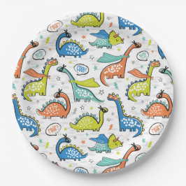 Prato De Papel Dinossauros super-heróis engraçados e bonitos