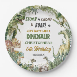 Prato De Papel Dinossauros Verde Dinossauros Jurássicos Aniversár
