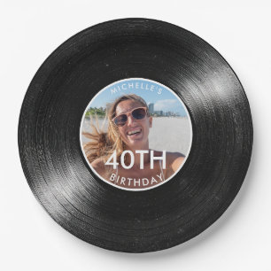 Prato De Papel Disco de Vinil de Aniversário de 40 Anos Foto em P