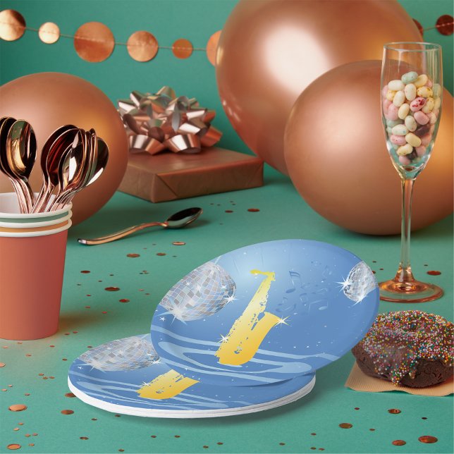 Prato De Papel Disco Jazz Saxofone Espelhos Espelhos Espelhos (Criador carregado)