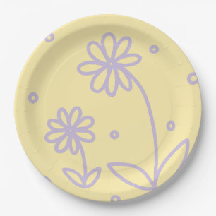 Prato De Papel Disias e pontos 2 - Amarelo e roxo Pastel