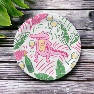 Prato De Papel Disquete Verde Rosa de Alligador