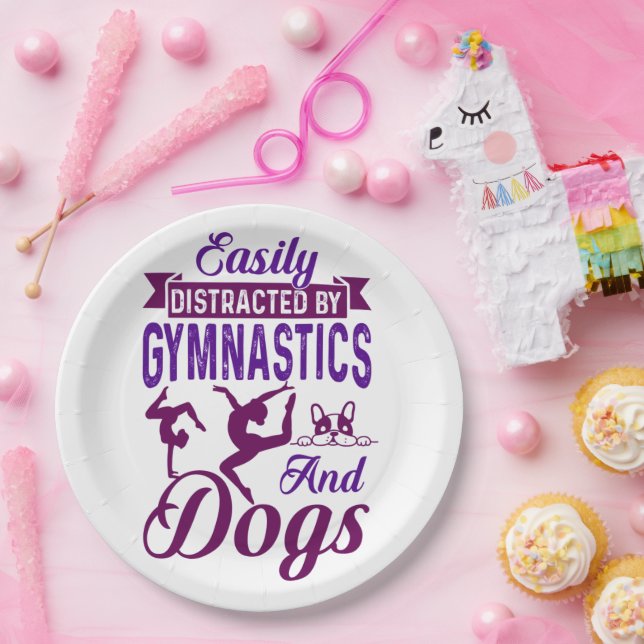 Prato De Papel Distraído facilmente por ginástica e cães (Festa)