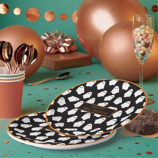 Prato De Papel Diversão Branca Negra Negra Negra Negra Negra do H (Múltiplo)