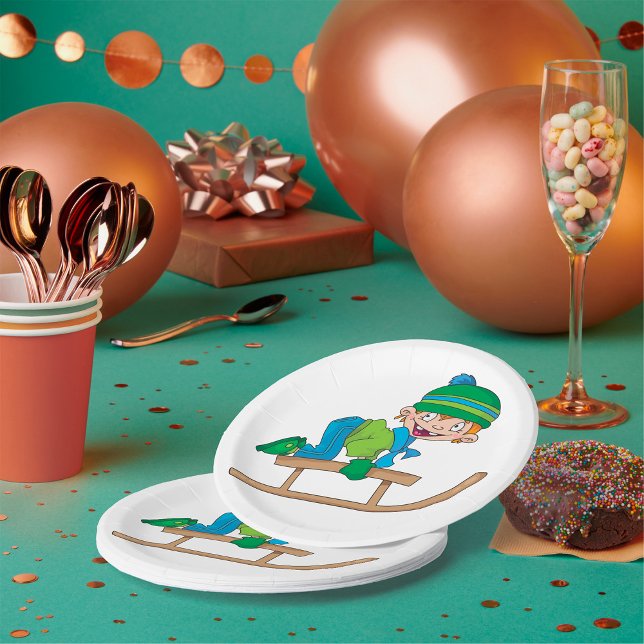 Prato De Papel Diversão de Inverno de Arrebatamento de Neve Bonit (Criador carregado)