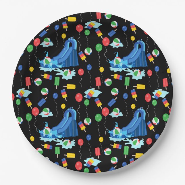 Prato De Papel Diversão De Meninos De Vidro De Verão (Frente)