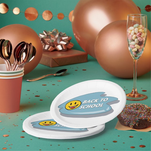 Prato De Papel Diversão de volta ao Smiley face escolar (Criador carregado)