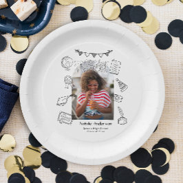 Prato De Papel Diversão Desenhos à Mão Arco Foto Festa de Formatu