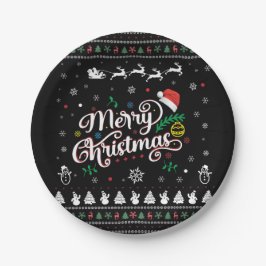 Prato De Papel Divertido Feio Feliz Natal