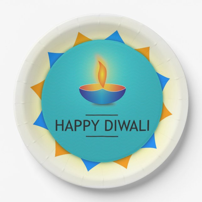 Prato de Papel Diya Diwali (Frente)