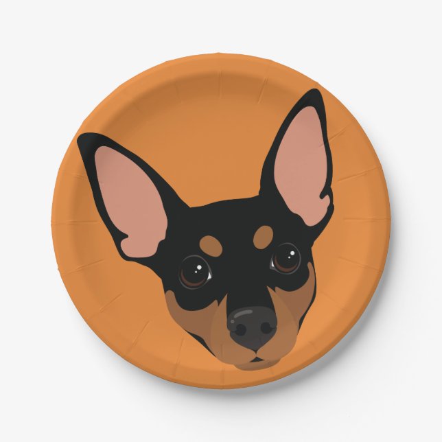 Prato De Papel Do retrato mínimo do Pin do Pinscher diminuto (Frente)