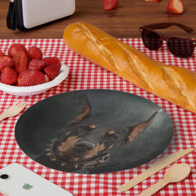 Prato De Papel Doberman Pinscher (Piquenique)