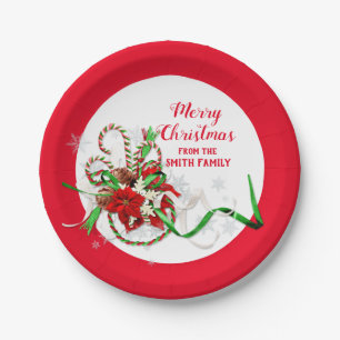 Prato De Papel Doce Cana de Natal Poinsettia