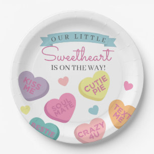 Prato De Papel Doce Candy Hearts Chá de fraldas Party Decor