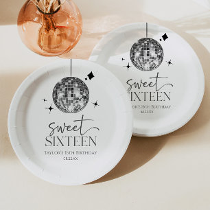 Prato De Papel Doce Dezesseis Bola Disco 16ª Festa de aniversário