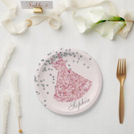 Prato De Papel Doce Dezesseis Elegantes Colchões Rosa Vestidos Mo