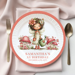 Prato De Papel Doce Fada 3º Aniversário Rosa Pastel Floral Papel