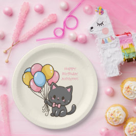 Prato De Papel Doce Festa de aniversário Negra de Gato Kawaii