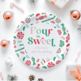 Prato De Papel Doce Natal Quatro é Doce 4º Aniversário