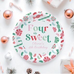 Prato De Papel Doce Natal Quatro é Doce 4º Aniversário