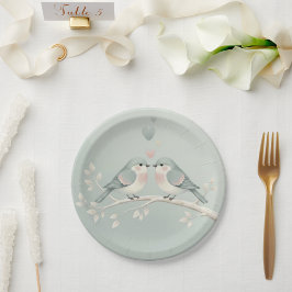 Prato De Papel Doce Pássaros de Amor Pastel: Dia dos Namorados Ca