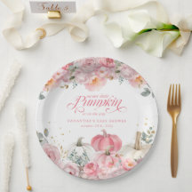 Doce Pequena Abóbora Rosa Floral Outono Chá de Beb