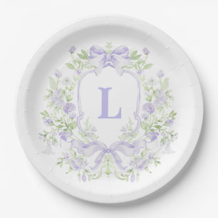 Prato De Papel Doces Crest com Arcos de Lavanda   Chá de panela
