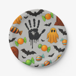 Prato De Papel Doces e Sombras Spooky