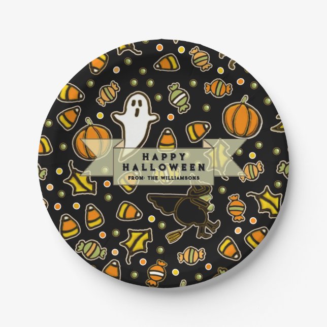 Prato De Papel Doces Presentes de Halloween (Frente)
