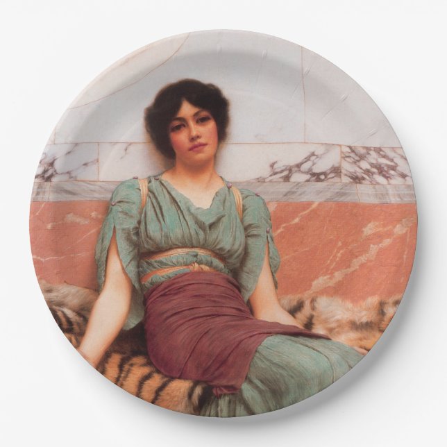 Prato De Papel Doces sonhos (Linda Mulher Romana na Pele de Tigre (Frente)