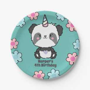 Prato De Papel Docet Panda Unicorn Girly Floral Personalised Pape