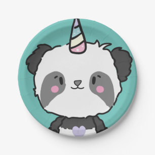 Prato De Papel Docinho Panda Unicórnio - Plata de Papel de Anive