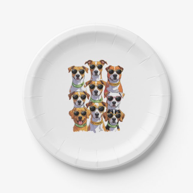 Prato De Papel Dogs in sunglasses Paws Hydrated (Frente)