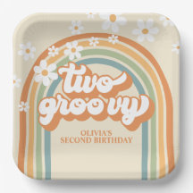 Dois Aniversários Groovy Retro Arco-Íris Daisy