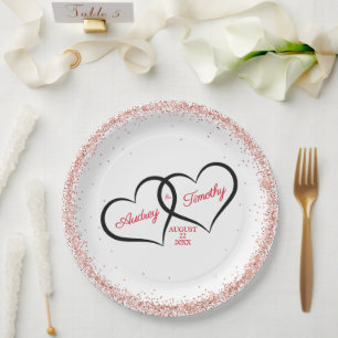 Prato De Papel Dois Corações Um Amor Casamento Personalizado
