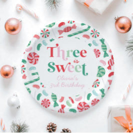 Prato De Papel Dois é Bom! Bala de Natal para 3º Aniversário