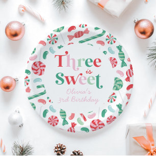 Prato De Papel Dois é Bom! Bala de Natal para 3º Aniversário