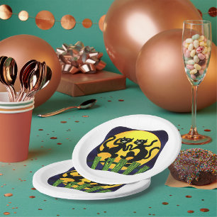 Prato De Papel Dois Gatos Pretos