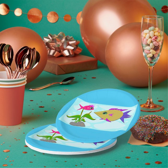 Prato De Papel Dois Peixes Coloridos (Criador carregado)