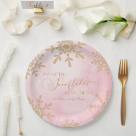 Prato De Papel Dois pequenos flocos de neve Chá de fraldas dos Gê