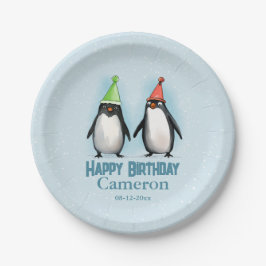 Prato De Papel Dois Pinguins Legal celebram o aniversário da cria