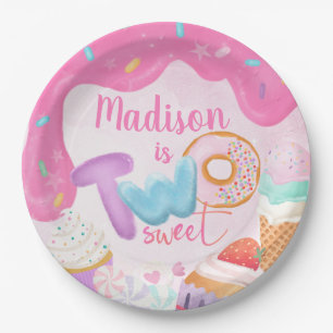 Prato De Papel Dois Placas de Aniversário de Donut Doce