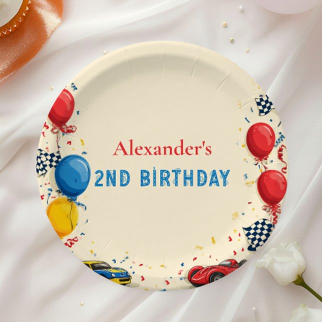 Prato De Papel Dois segundos aniversários de Carro Rápido (Criador carregado)
