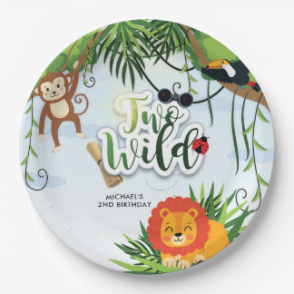 Prato De Papel Dois Selvagens Safari Jungle Tropical Chá de Bebê