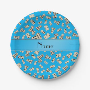 Prato De Papel Dominós conhecidos personalizados dos azul-céu