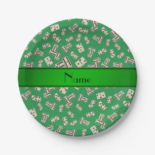 Prato De Papel Dominos verdes de nome personalizado